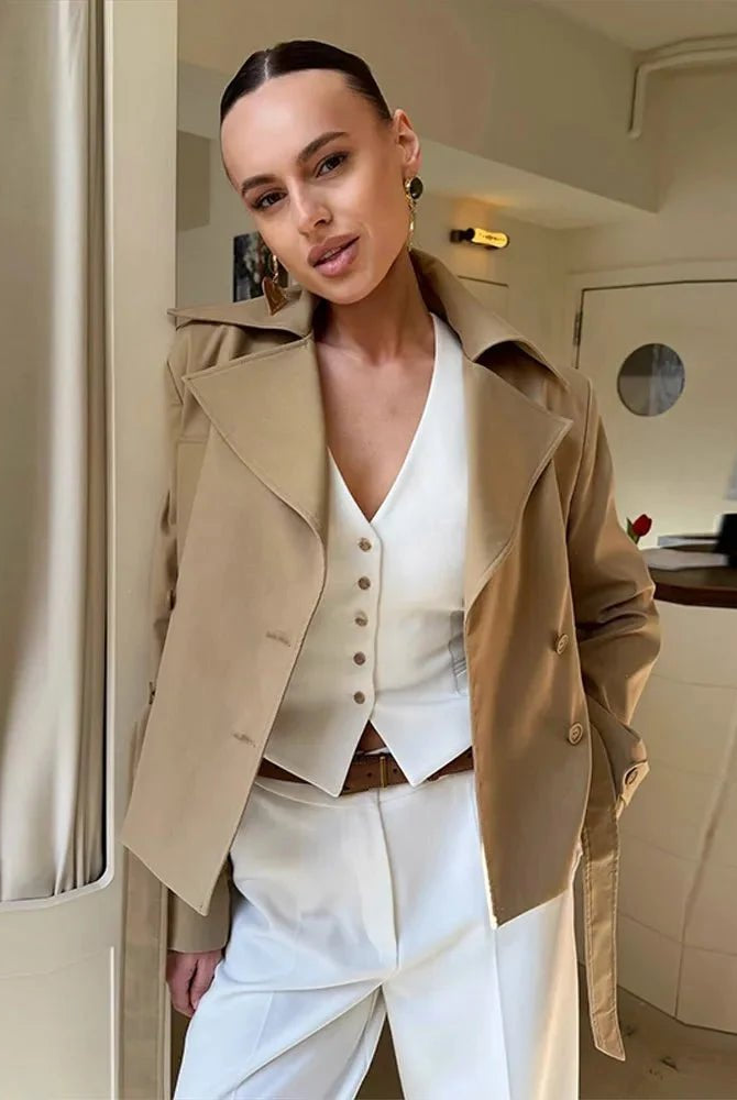 SOKYND Lola Lace-Up Cropped Trench Coat CoatSOKYND-620055-L-OS-41431L