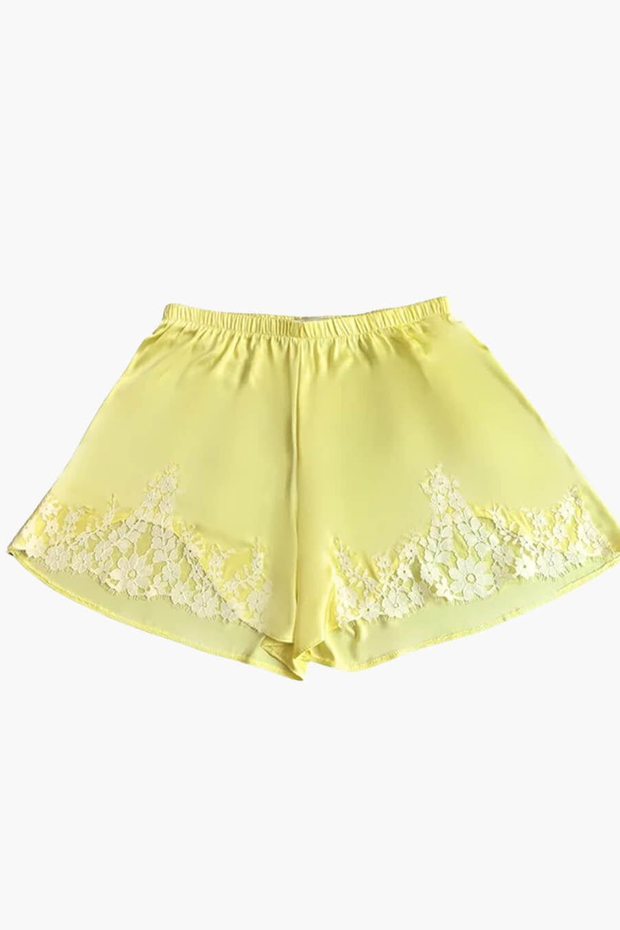 SOKYND Marigold Lace Patchwork Satin Shorts BottomsYellowL