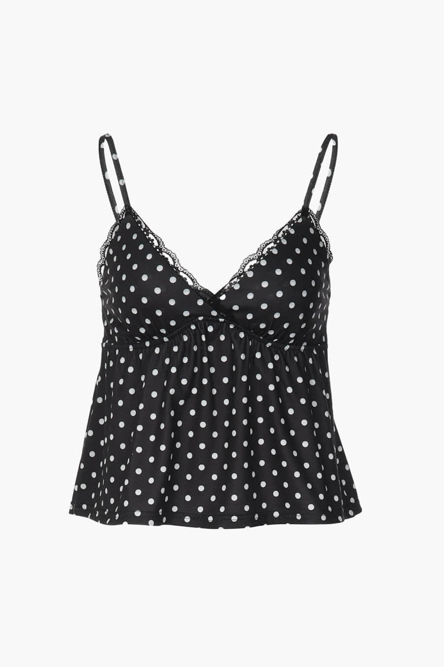 SOKYND Maya Dot Print Lace Trim Camisole TopSOKYND-021079-BLA-L-73495BlackL