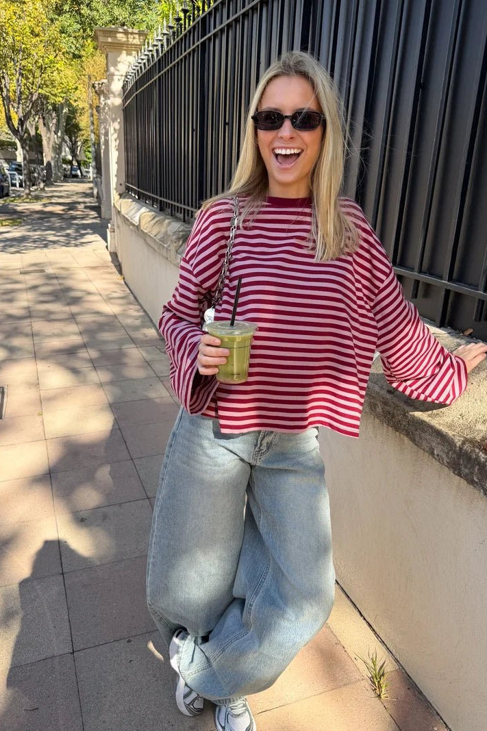 SOKYND Melissa Striped Oversized Knit Sweater SweaterSOKYND-358871-PIN-XS-25943PinkXS