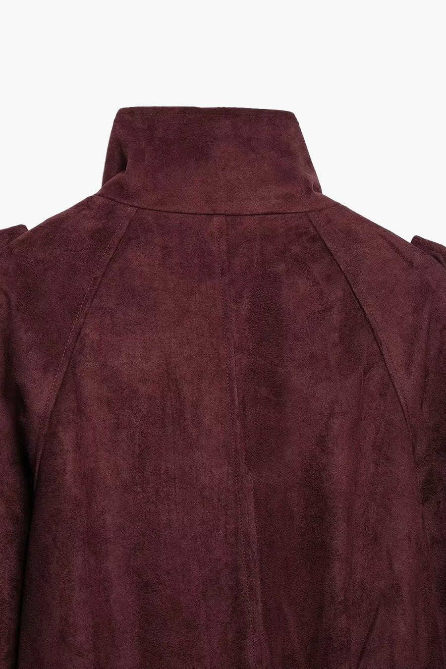 SOKYND Miriam Funnel Neck Faux Suede Belted Jacket JacketSOKYND-822743-BUR-M-24119BurgundyM