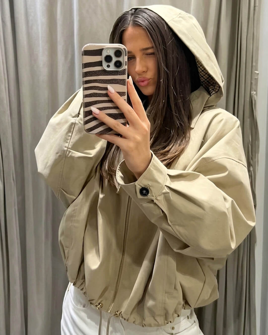 SOKYND Nicole Hooded Zip Jacket JacketSOKYND-213655-BEI-S-72503BeigeS