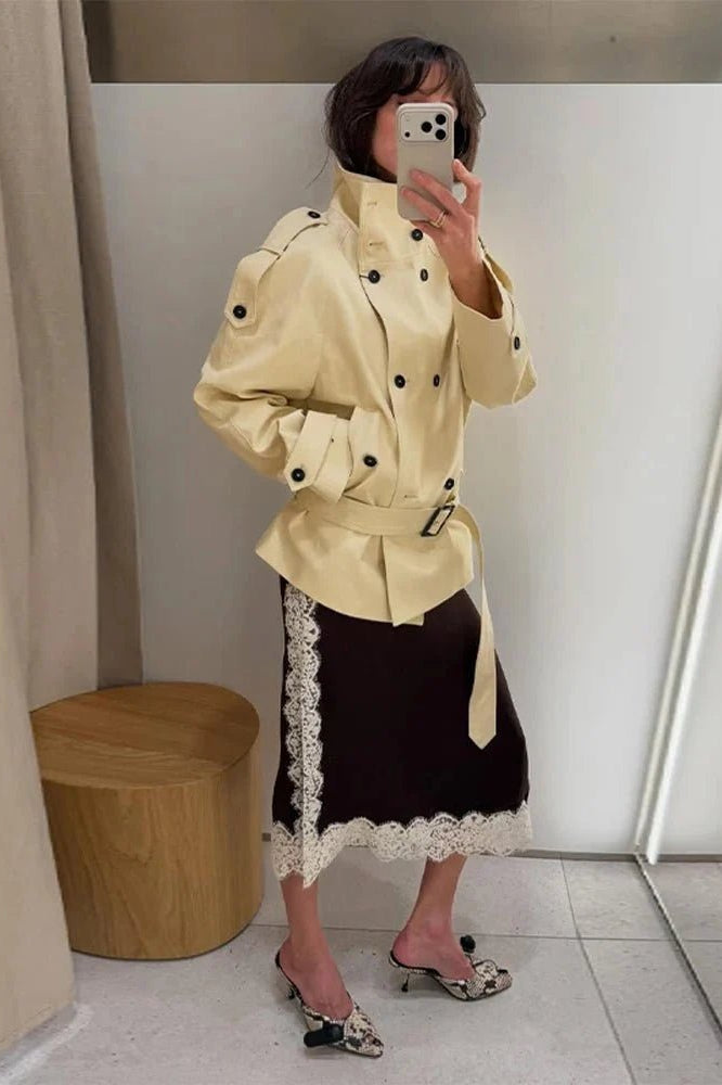 SOKYND Nina Stand Collar Trench Coat CoatSOKYND-242647-B-M-57783BeigeM