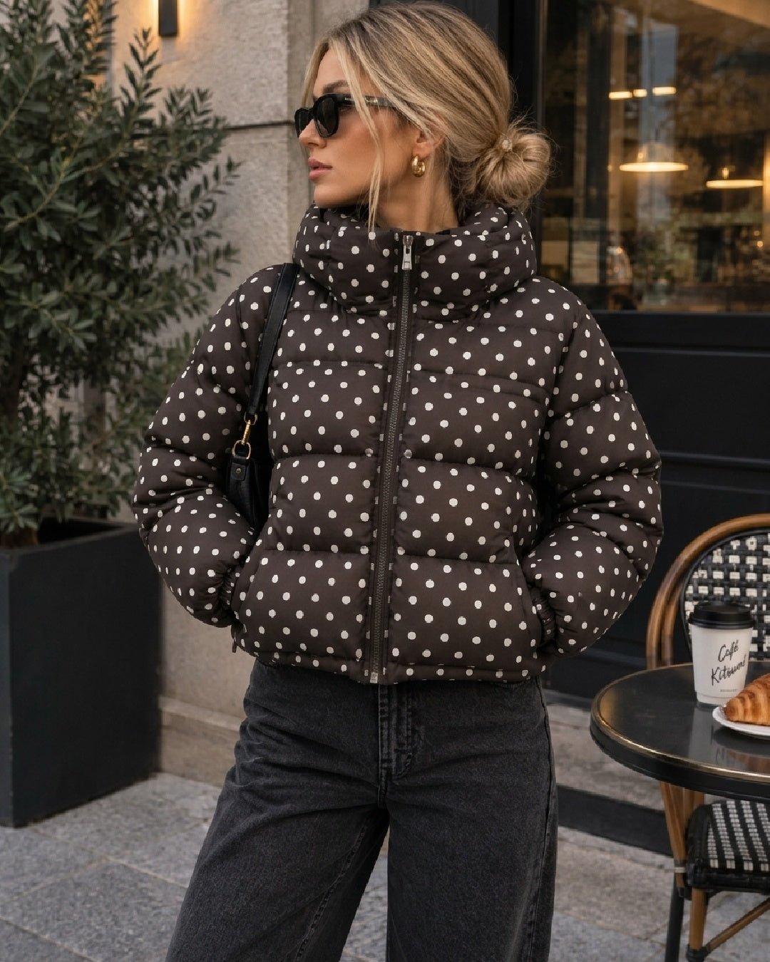 SOKYND Nora Polka Dot Cropped Puffer Jacket JacketSOKYND-588503-XS-OS-20695XS