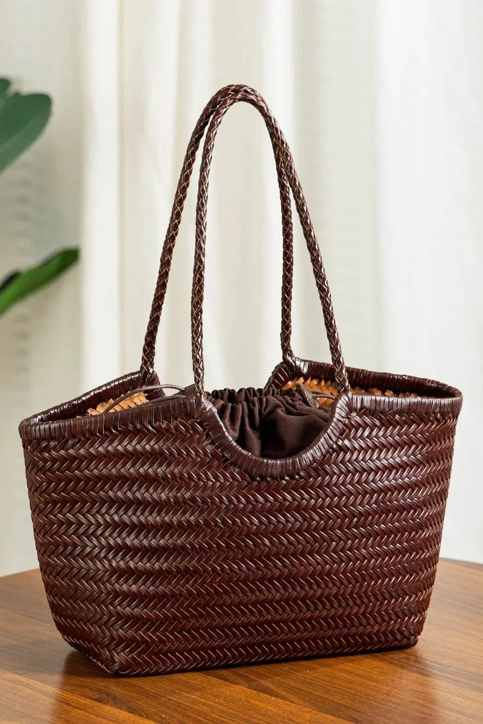 SOKYND Petra Handwoven Leather Tote Bag HandbagsSOKYND-989527-IVO-LARGE-93303IvoryLarge