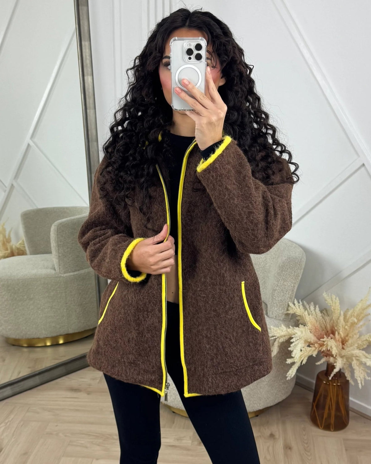 SOKYND Ruby Stand Collar Contrast Knit Pilot Jacket JacketSOKYND-339351-BLA-M-35959BlackM