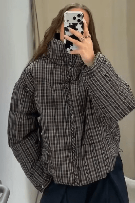 SOKYND Sabrina Plaid Puffer Jacket JacketSOKYND-964503-S-OS-83991S