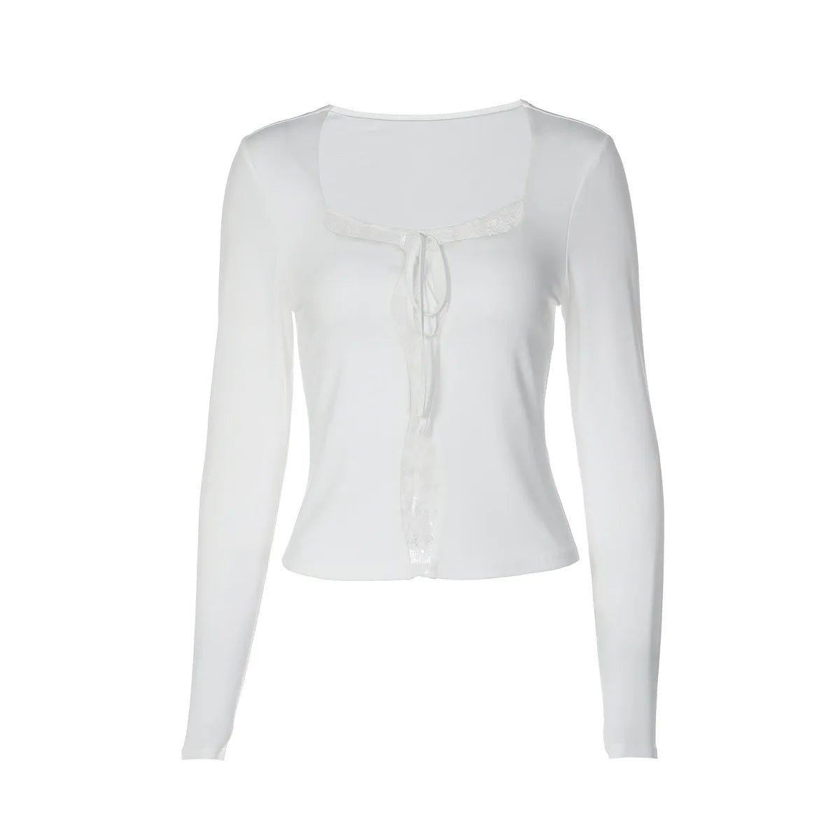 SOKYND Sofia Square Neck Lace Crop Top TopWhiteS