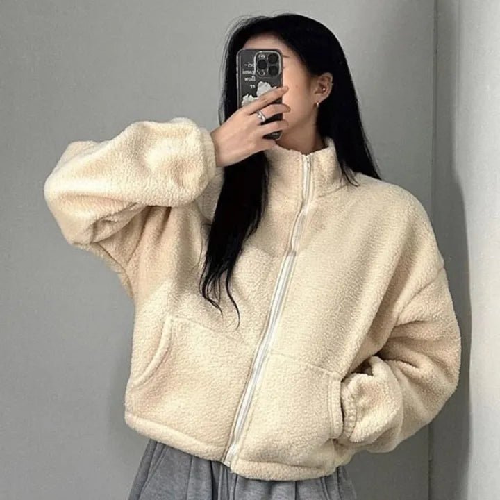 SOKYND Tessa Zip Up Teddy Jacket Coats & JacketsBrownS