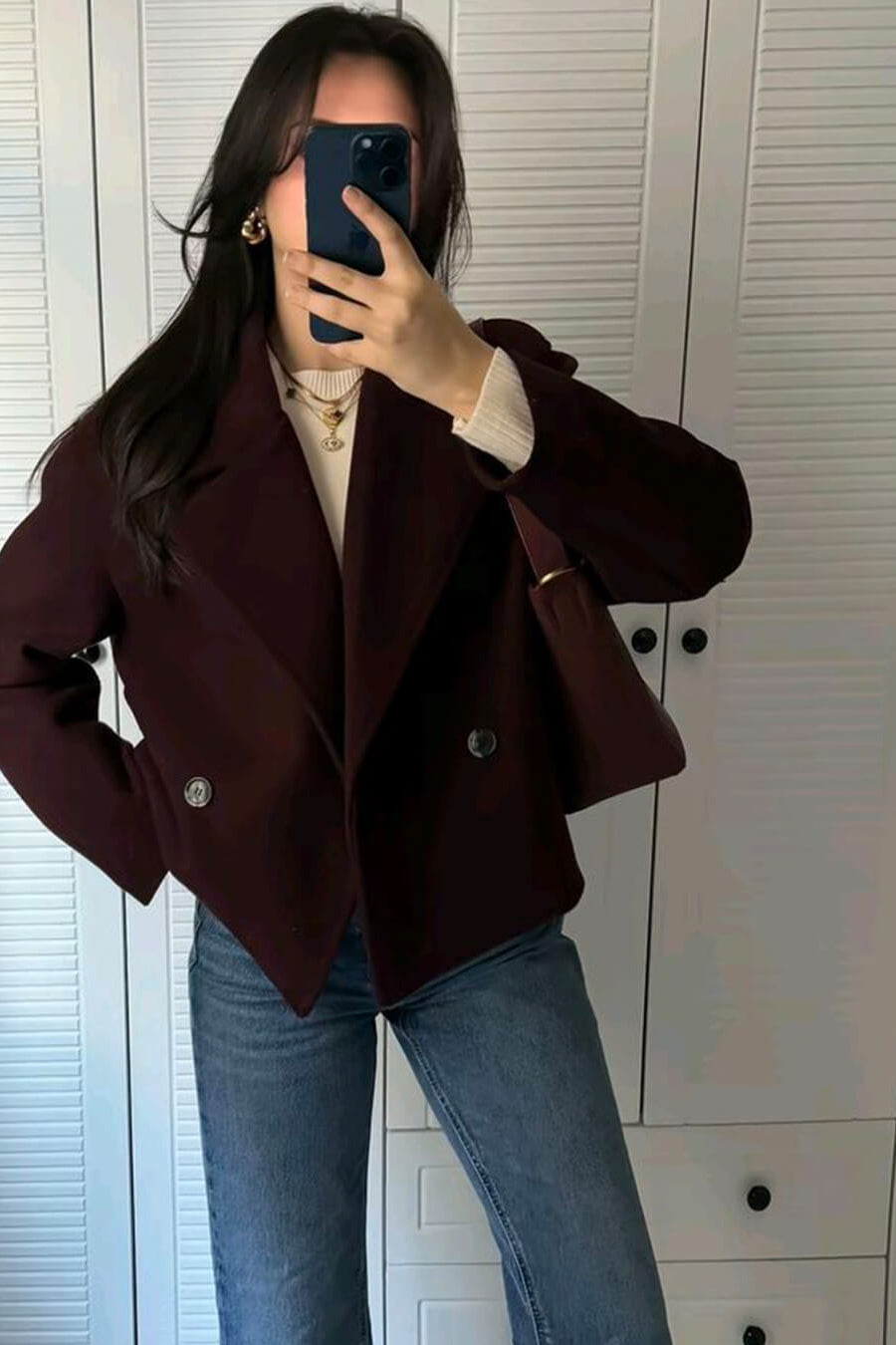 SOKYND Vannie Short Double - Breasted Coat Coats & JacketsiS1772777205895683237RedXS