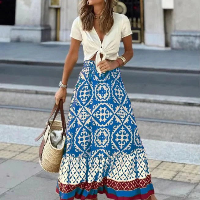 SOKYND Vianne Boho Printed Midi Swing Skirt SkirtsSOKYND-871319-OLI-S-56631OliveS