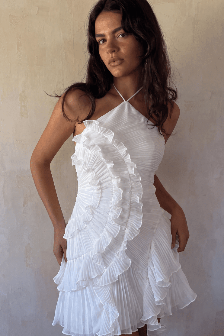 SOKYND Vina Ruffle Mini Dress DressSOKYND-336279-WHI-S-77559WhiteS