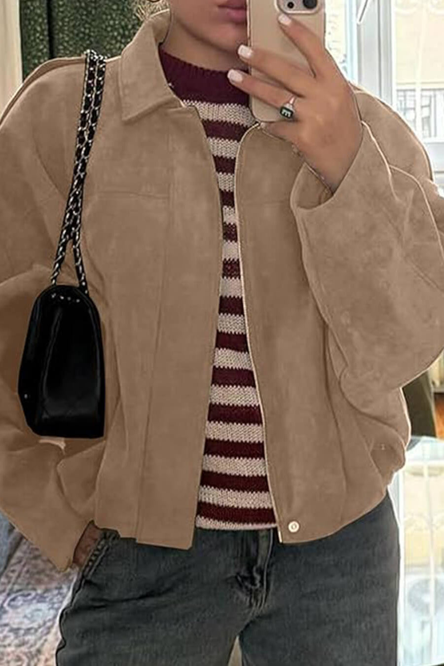 Zelda Suede Bomber Jacket