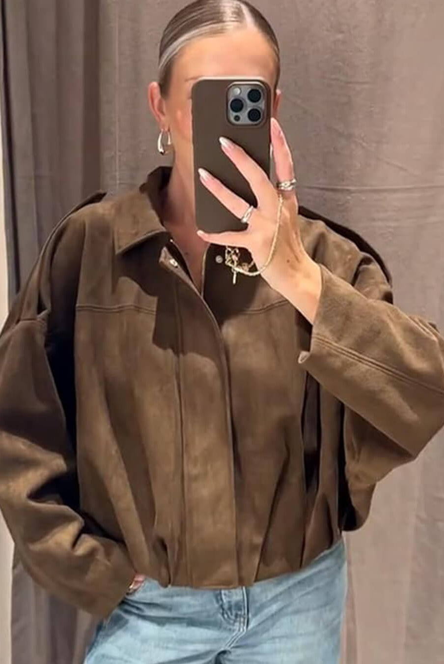 Zelda Suede Bomber Jacket