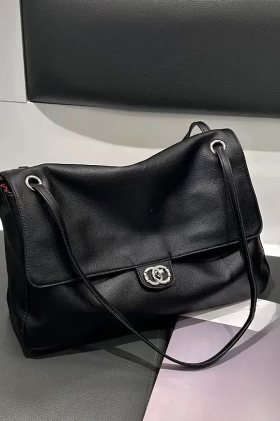 SOKYND Zoe Buckle Flap Shoulder Bag BagSOKYND-674839-BLA-36-22039Black36×24×11 cm