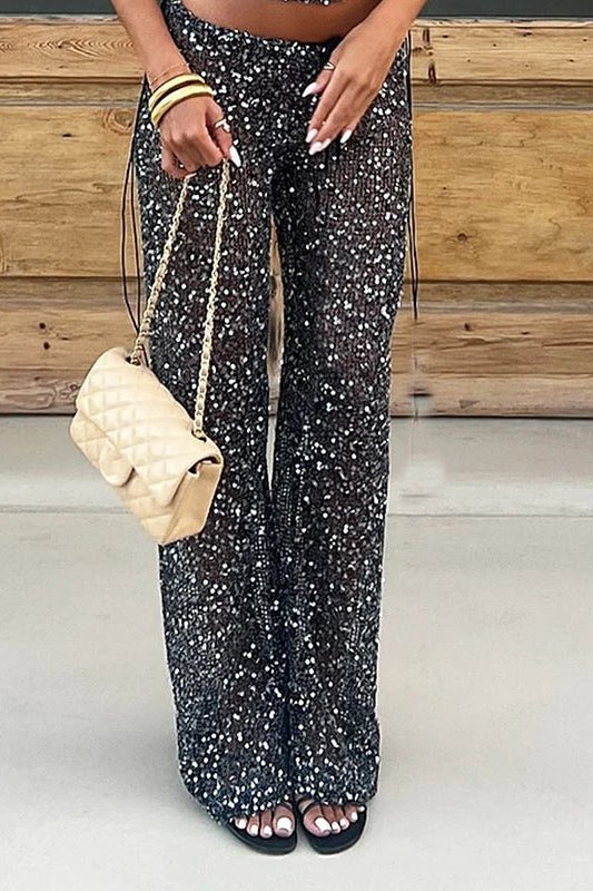 SOKYND Zoey Sequin Straight Leg Pants PantsSOKYND-853783-BLA-M-06647BlackM