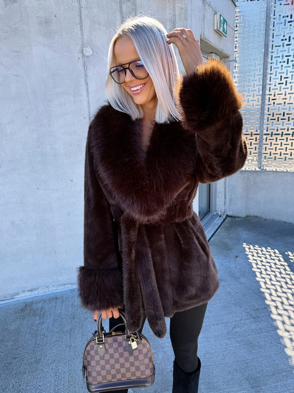 Amanda Belted Faux Fur Coat