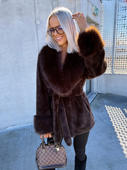 Amanda Belted Faux Fur Coat