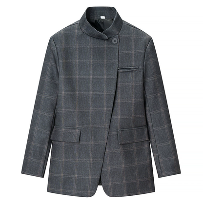 Miriam Plaid Stand Collar Blazer