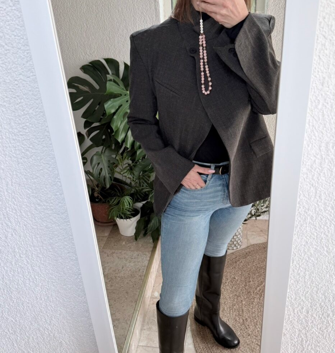 Miriam Plaid Stand Collar Blazer