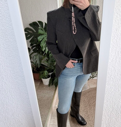Miriam Plaid Stand Collar Blazer
