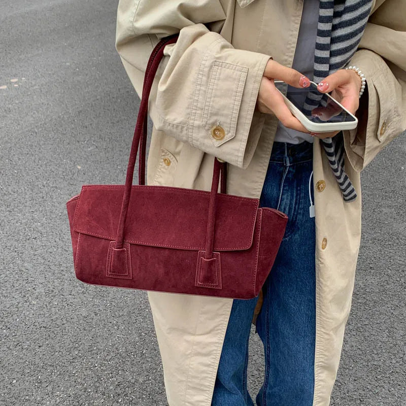 Alicia Vintage Faux Suede Shoulder Bag