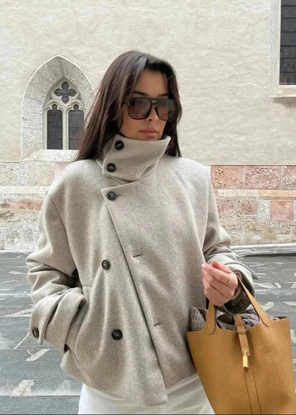 Lara Stand Collar Jacket with Pockets