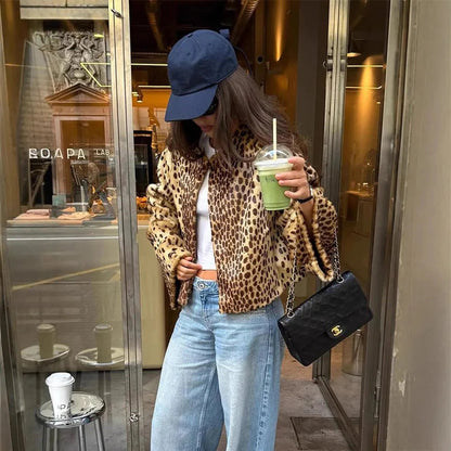 Annie Leopard Faux Fur Jacket