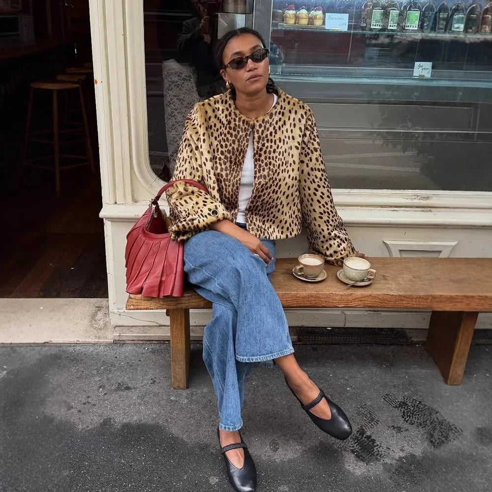 Annie Leopard Faux Fur Jacket