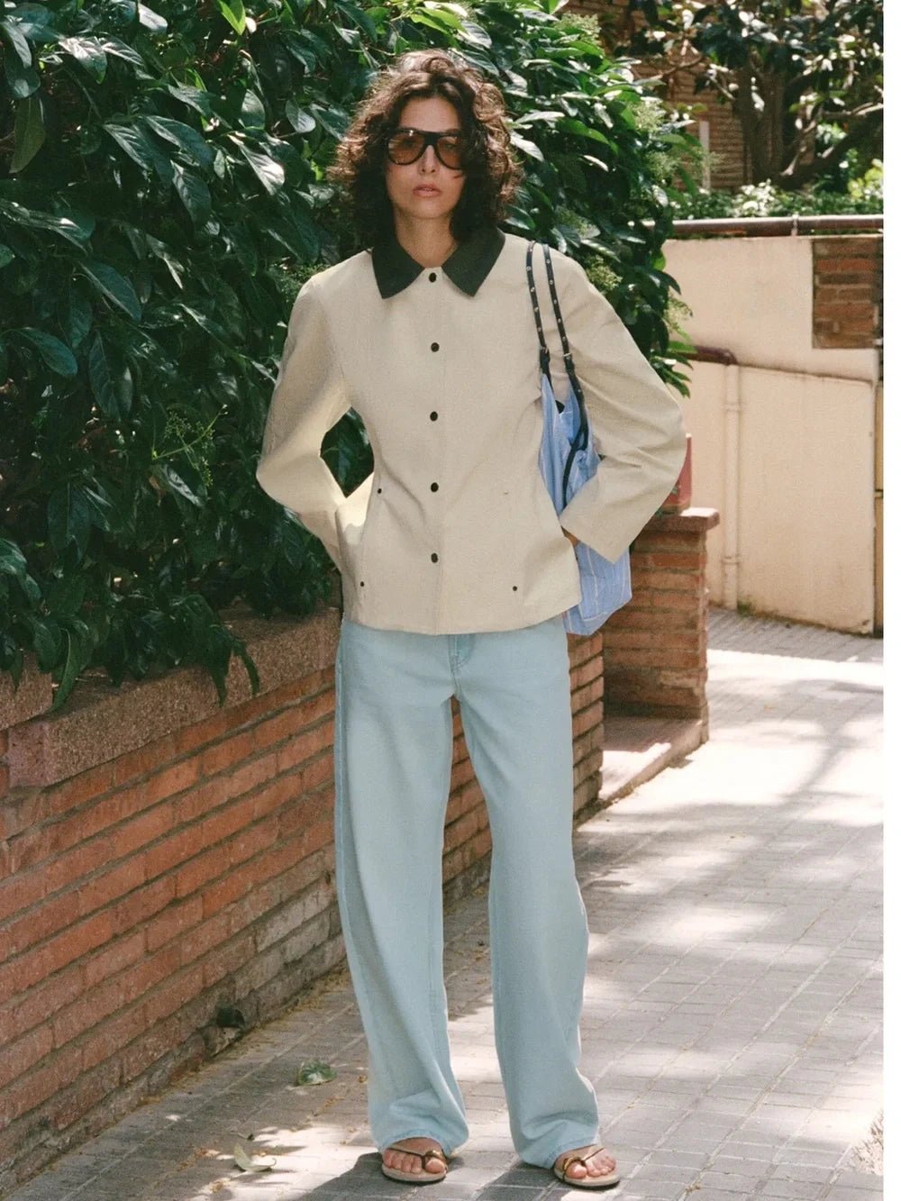 Fiona Kontrastkragen Peplum-Jacke