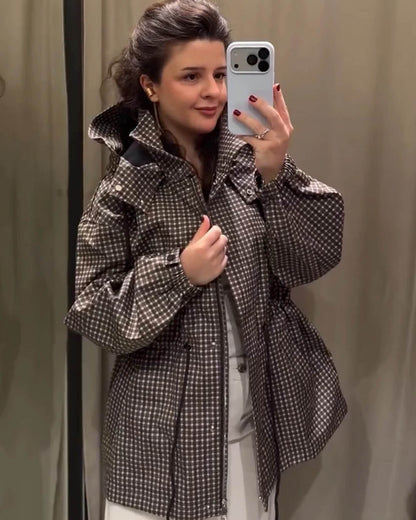 Valerie Plaid Hooded Windbreaker Jacket