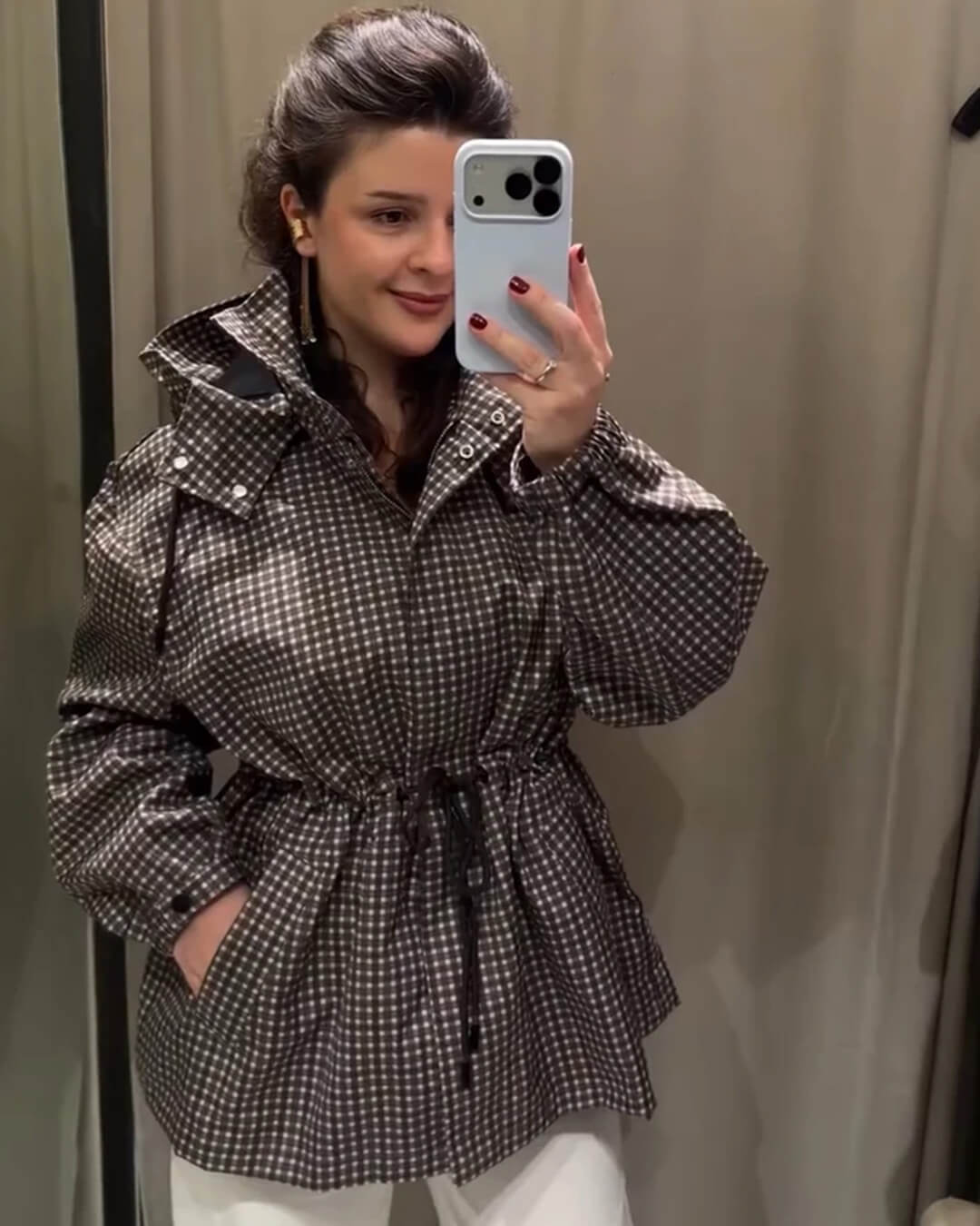 Valerie Plaid Hooded Windbreaker Jacket