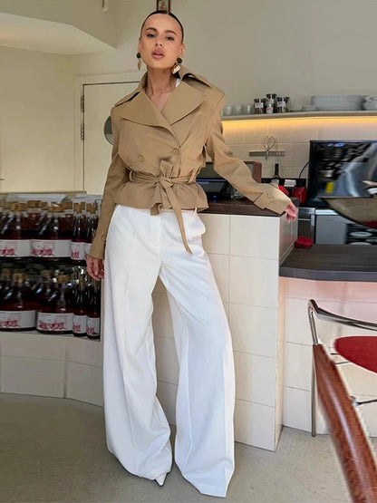 Lola Lace-Up Cropped Trench Coat