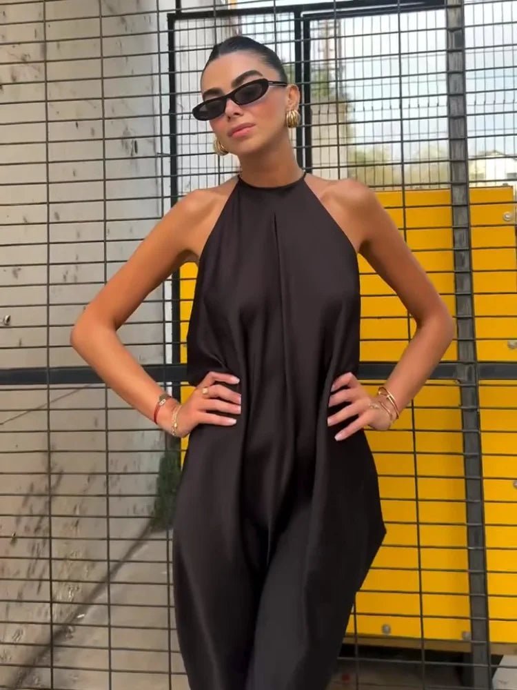 Indira Satén Vestido Maxi Halter