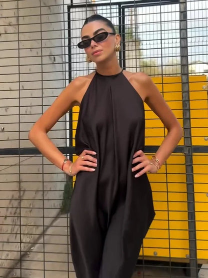 Indira Satén Vestido Maxi Halter