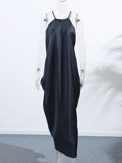 Indira Satén Vestido Maxi Halter