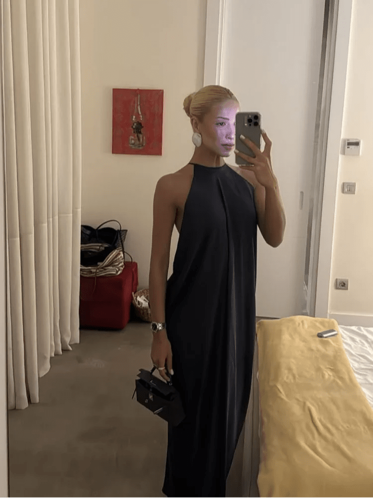 Indira Satén Vestido Maxi Halter