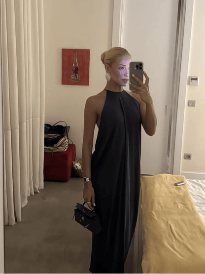 Indira Satén Vestido Maxi Halter