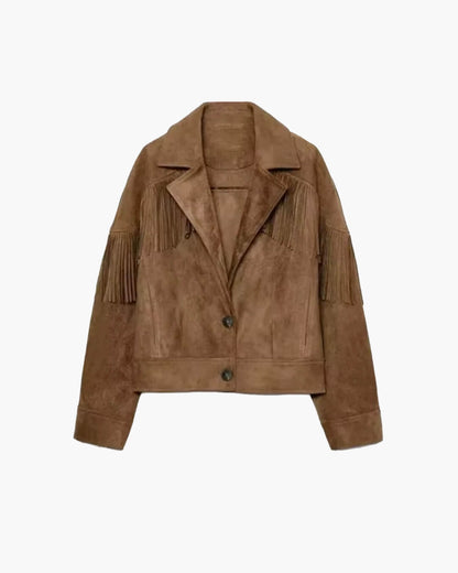 Giacca corta Denise con rever in suede