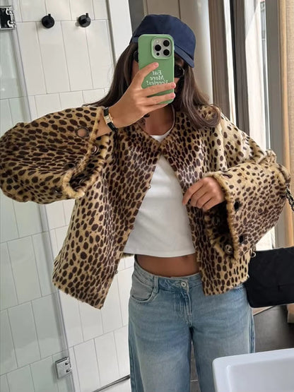 Annie Leopard Faux Fur Jacket