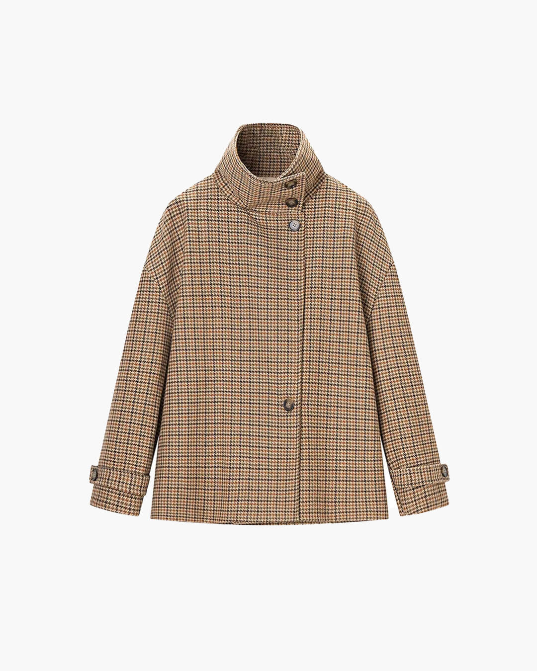Amy Funnel Neck Houndstooth Short Jacket