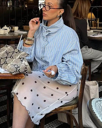 Ella Stripe High Neck Shirt