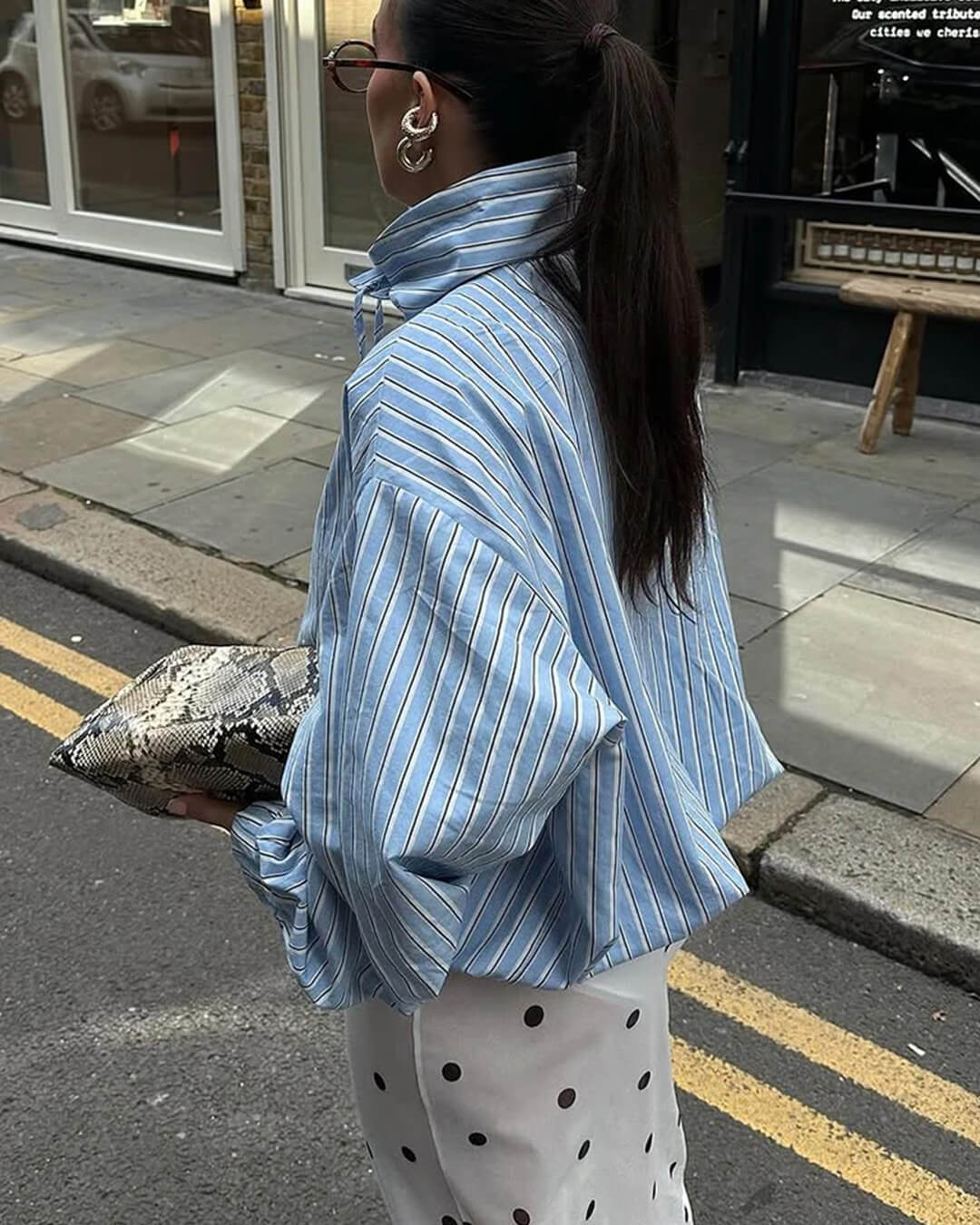 Ella Stripe High Neck Shirt