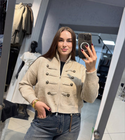 Amelia Rollkragen Reißverschluss Strickcardigan