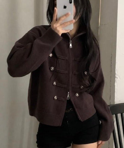 Amelia Rollkragen Reißverschluss Strickcardigan