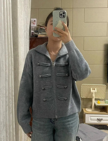 Amelia Rollkragen Reißverschluss Strickcardigan