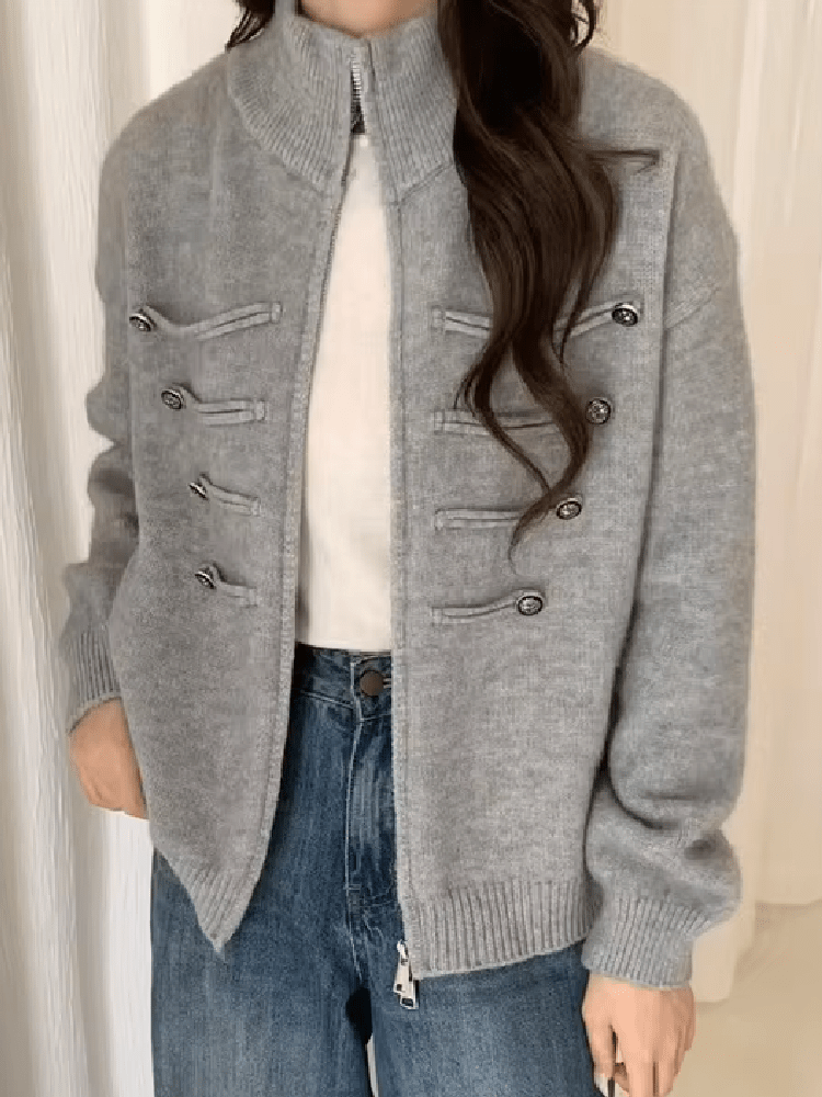 Amelia Rollkragen Reißverschluss Strickcardigan