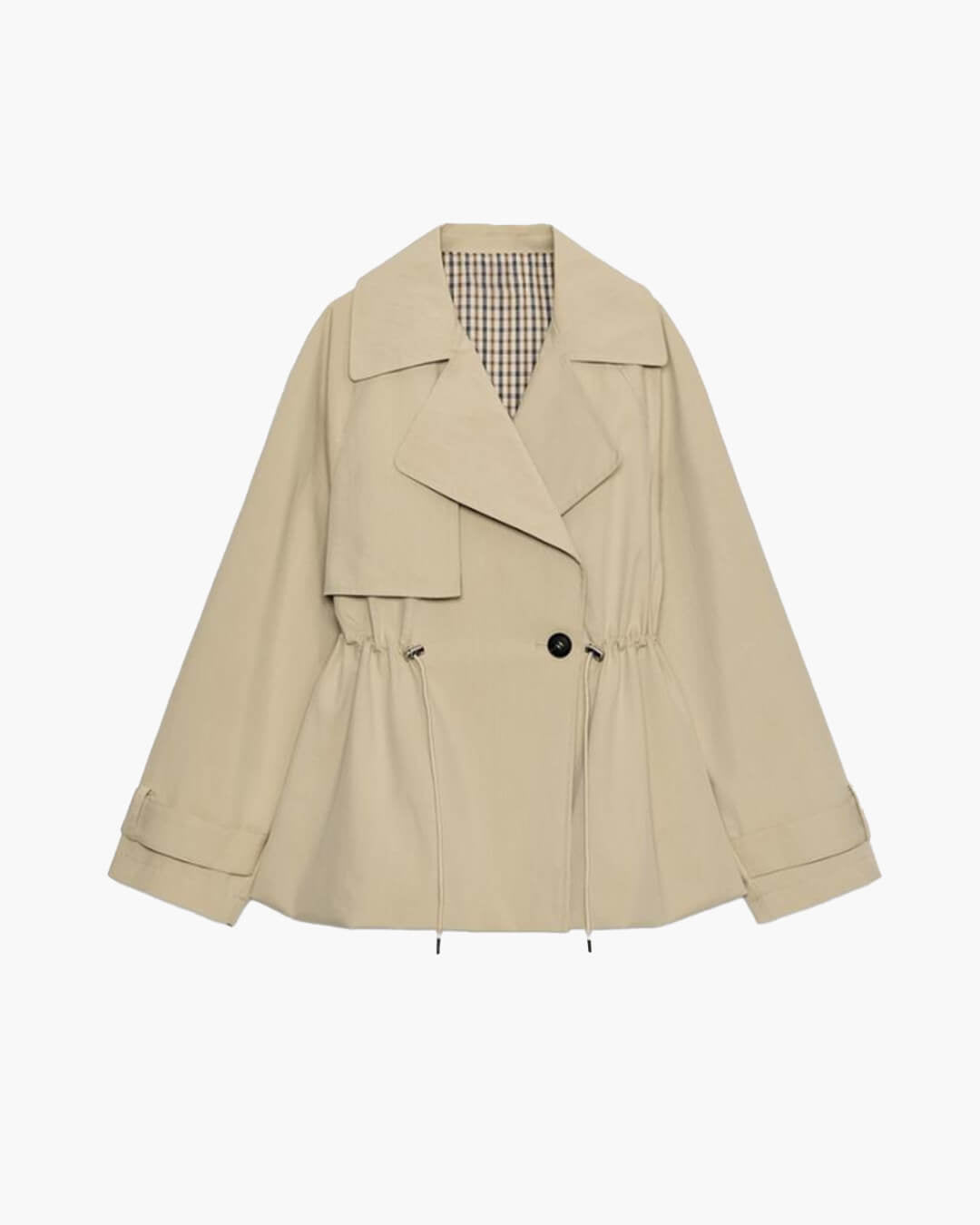 Maria Trench Coat com Gola Lapela e Cós com Cordão