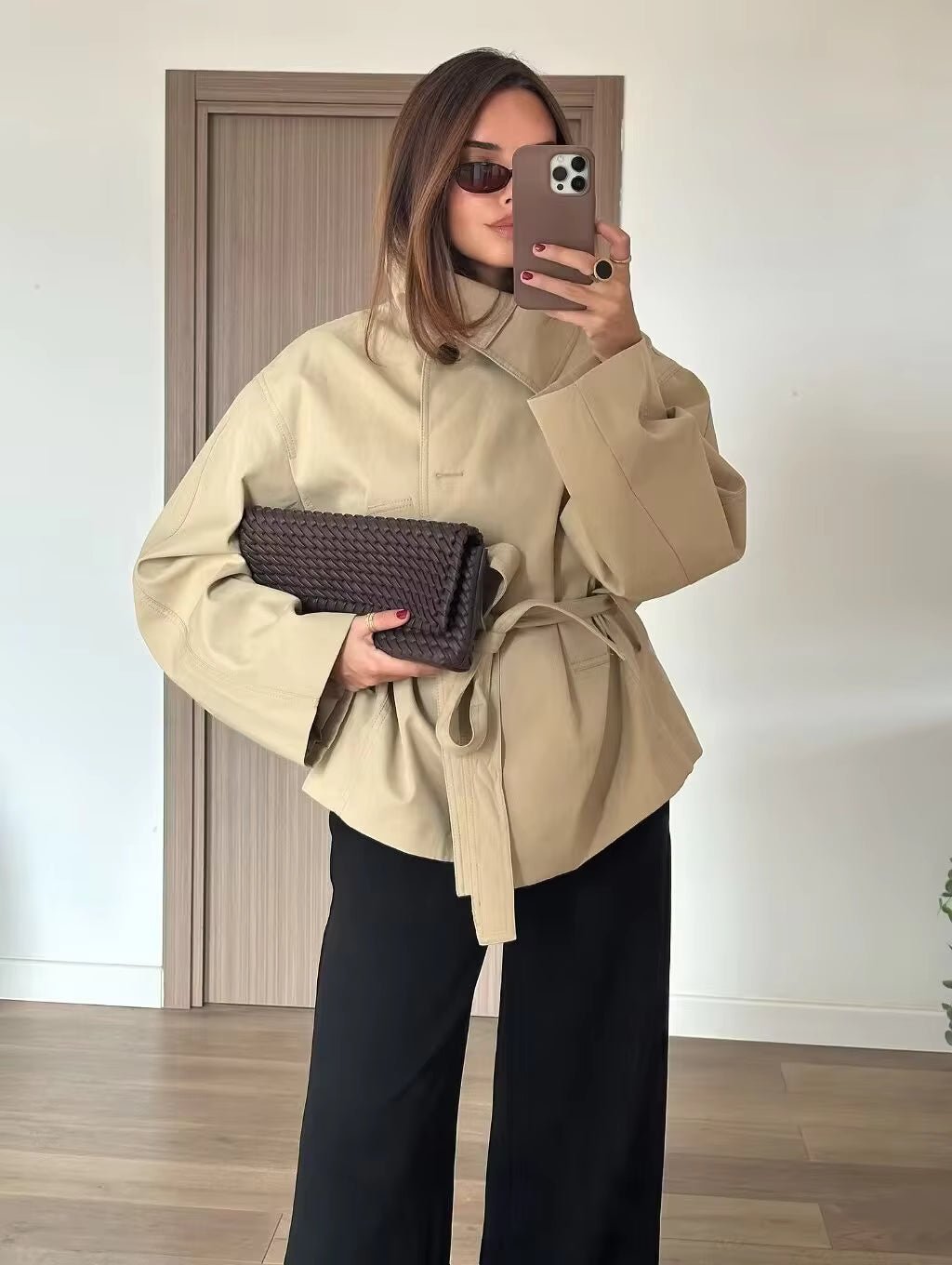 Jenny Asymmetric Belted Trench Coat