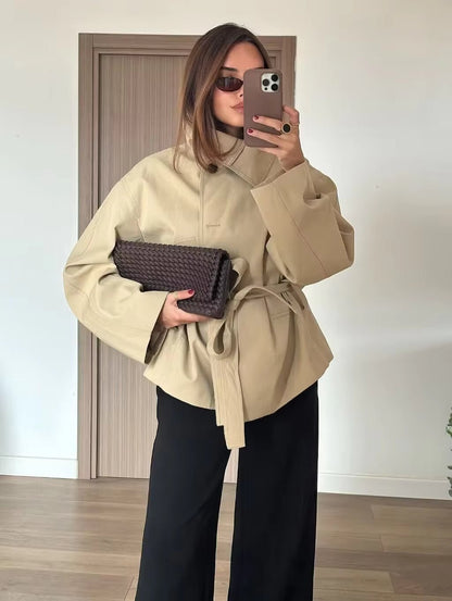 Jenny Asymmetric Belted Trench Coat